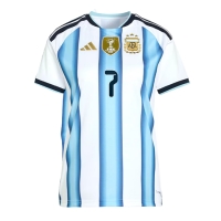 Camiseta Argentina Rodrigo De Paul #7 Primera Equipación Replica Mundial 2026 para mujer mangas cortas